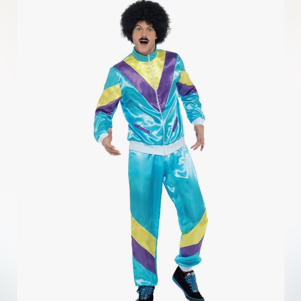 Retro 80s Turquoise Track Jacket & Pants Costume